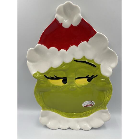 Zrike Brands Dr. Seuss The Grinch Santa Hand Painted Platter 2025 NEW!!! - Picture 2 of 8